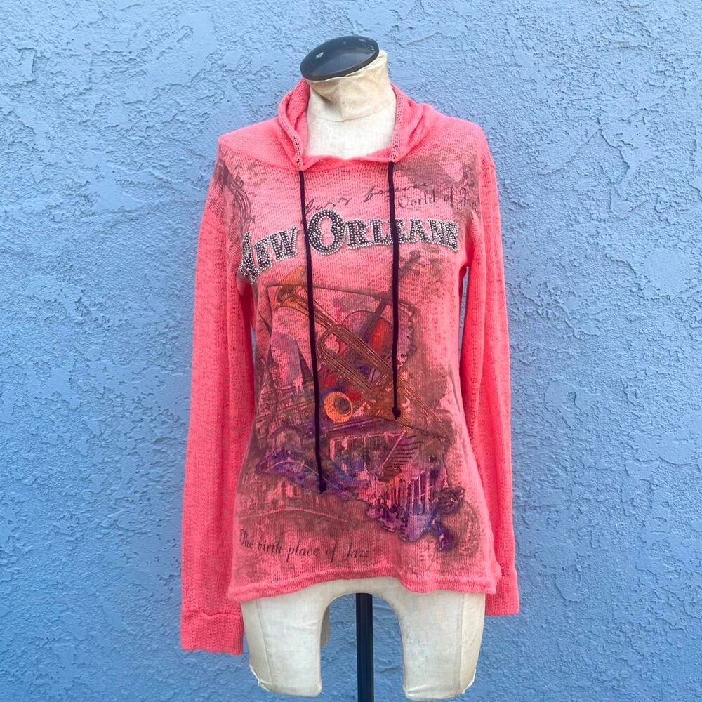 Unbranded Women's Pink and Orange Hoodie
